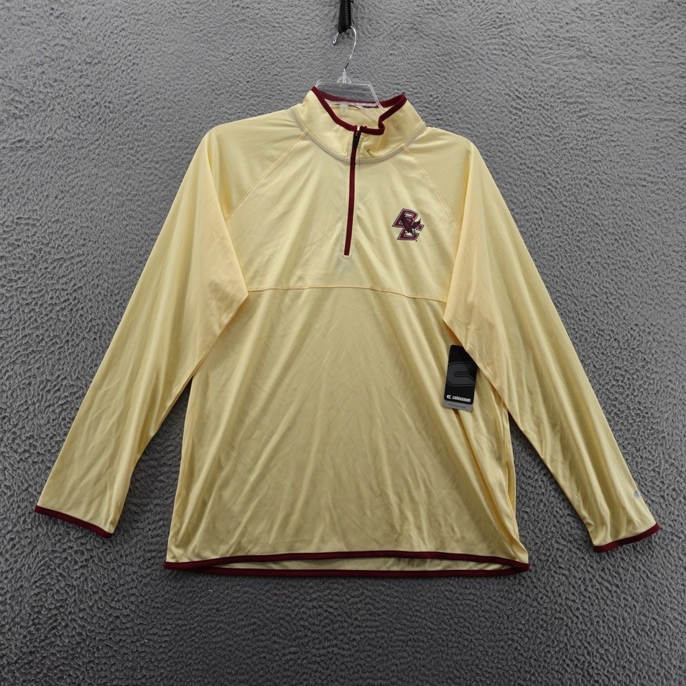 Boston College Eagles Pullover 1/4 Zip Jacket Large Yellow Men Long Sleeve NWT